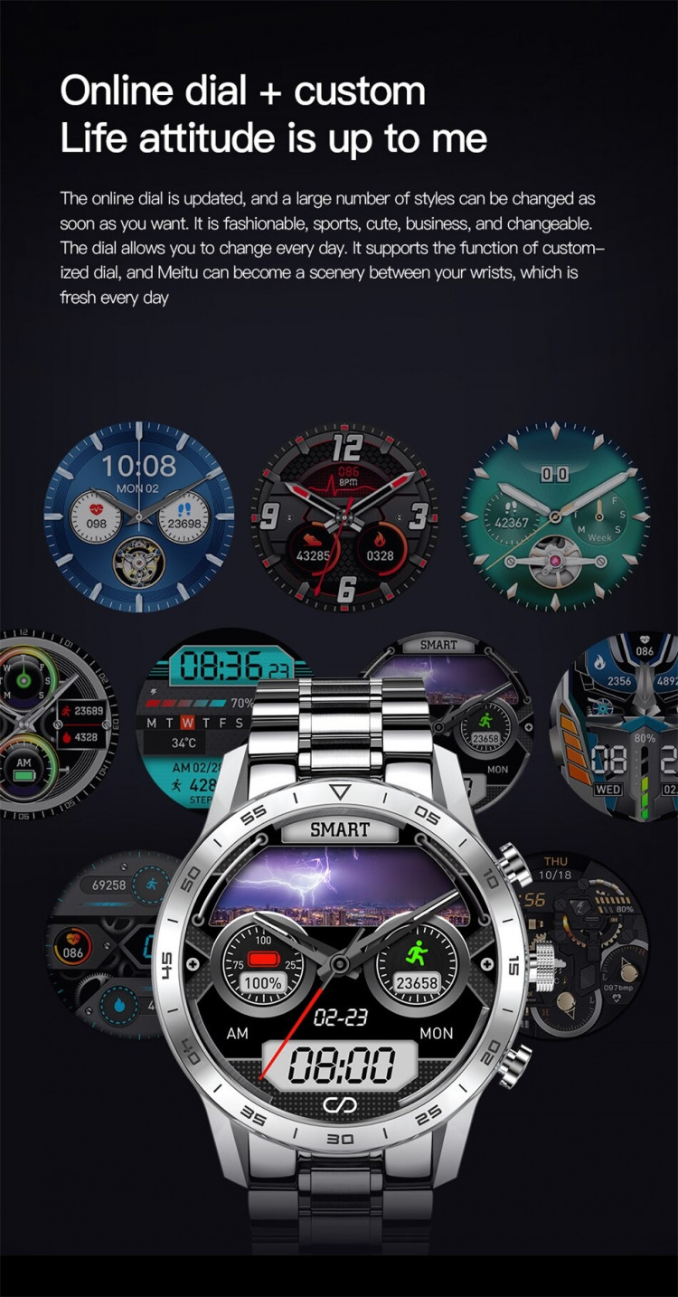 Смарт-годинник Smart Device 93 black steel, 3 ремінці - 
