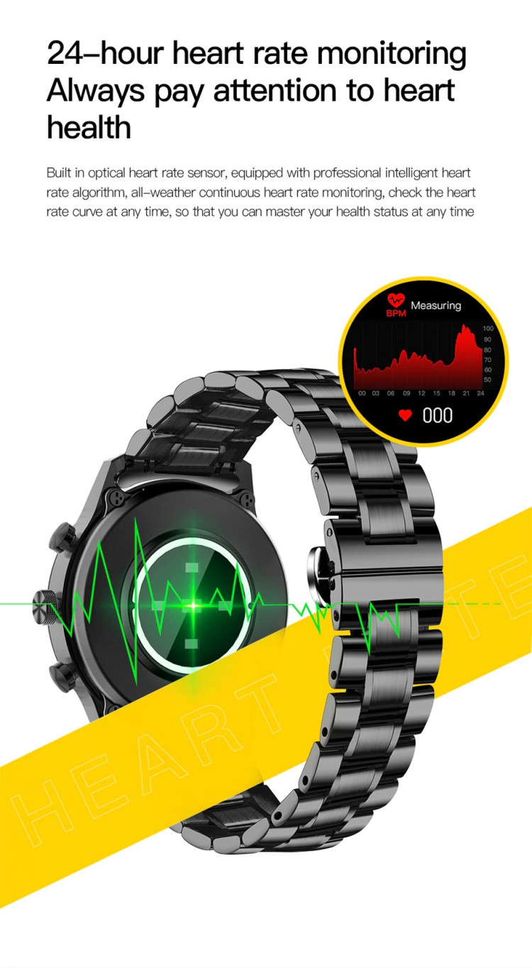 Смарт-годинник Smart Device 93 black steel, 3 ремінці - 