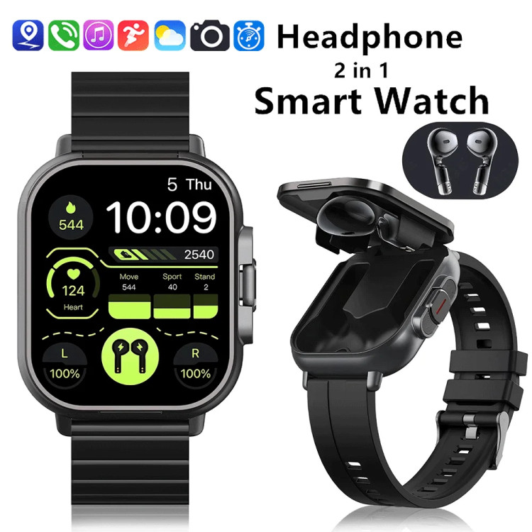 Смарт-годинник з навушниками Smart Device 2в1, 2 ремінці