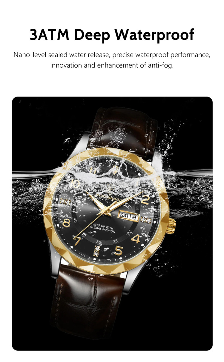 Чоловічий годинник Poedagar gold + silver + blue - 