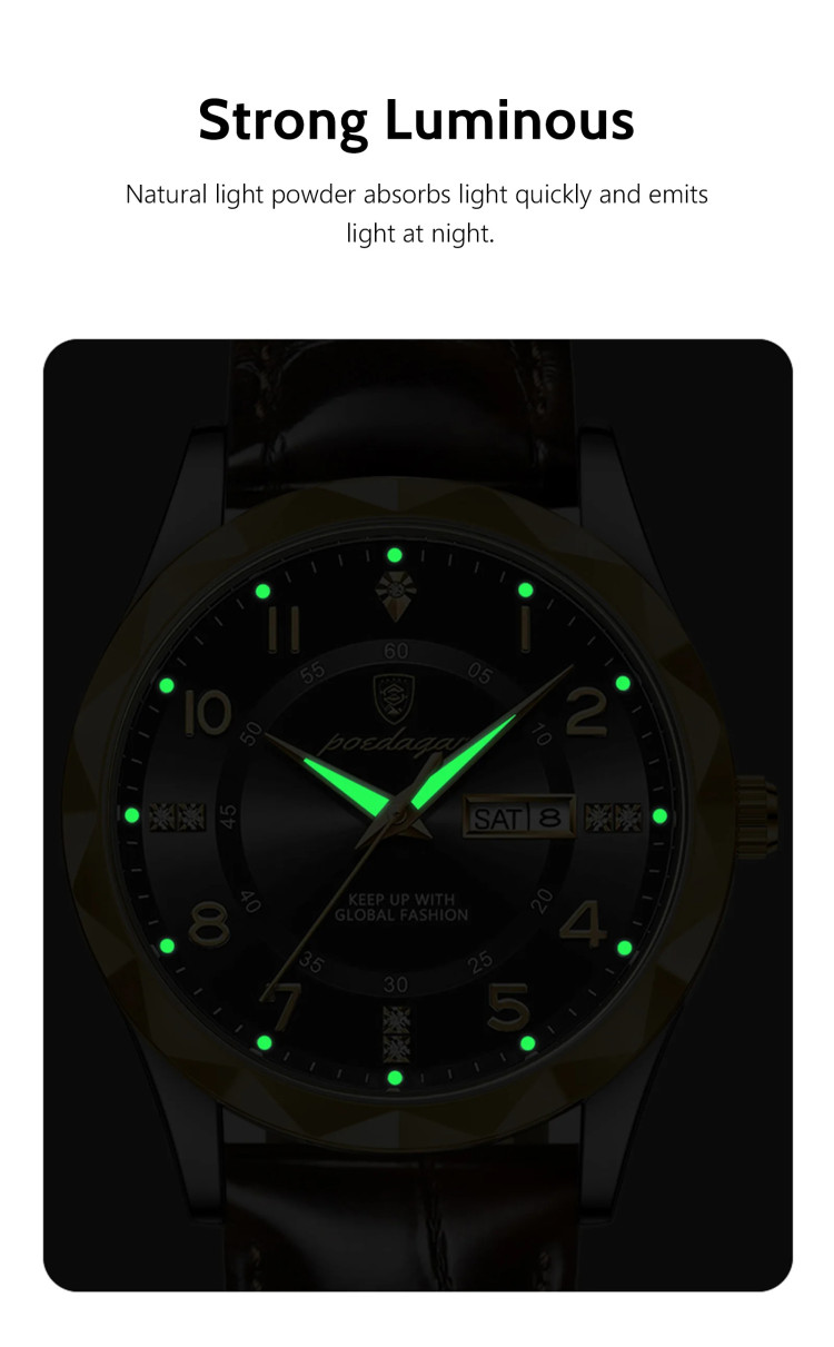 Чоловічий годинник Poedagar gold + silver + blue - 