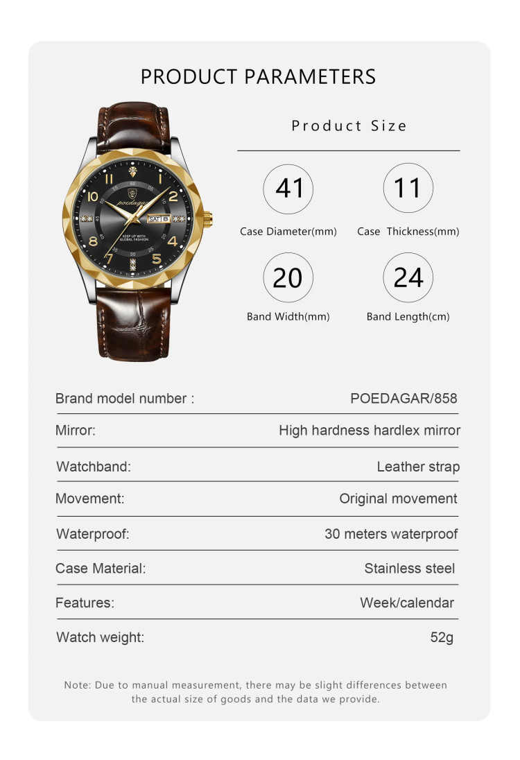Чоловічий годинник Poedagar gold + silver + blue - 