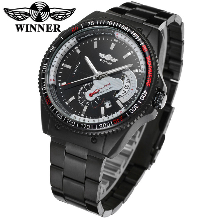 Чоловічий годинник механічний WINNER black - 