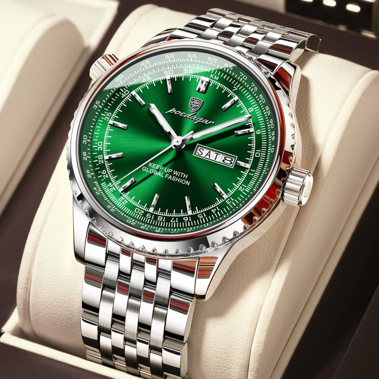 Чоловічий годинник Poedagar silver + green