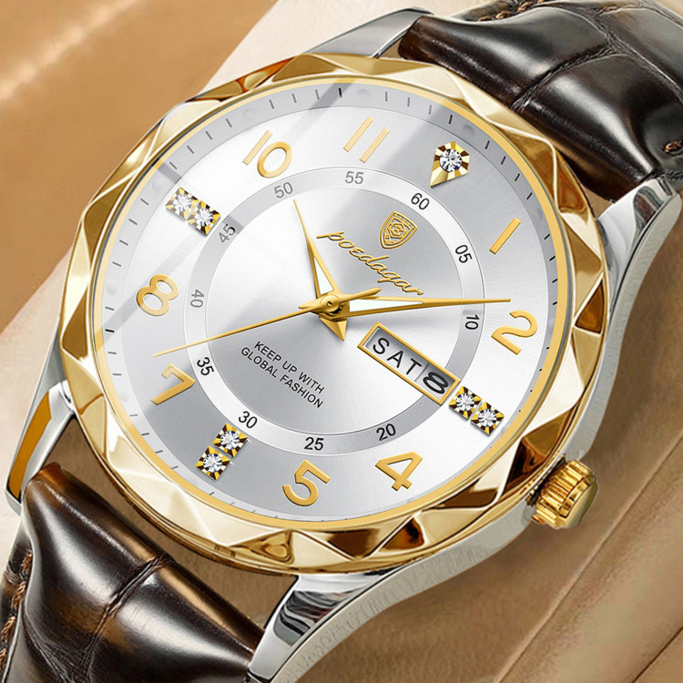 Чоловічий годинник Poedagar gold + silver