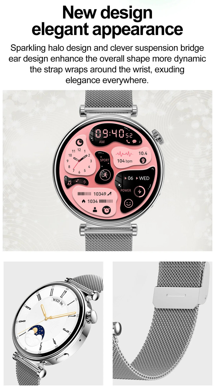 Смарт-годинник Women's Smart Device 20 gold steel, 2 ремінці  - 