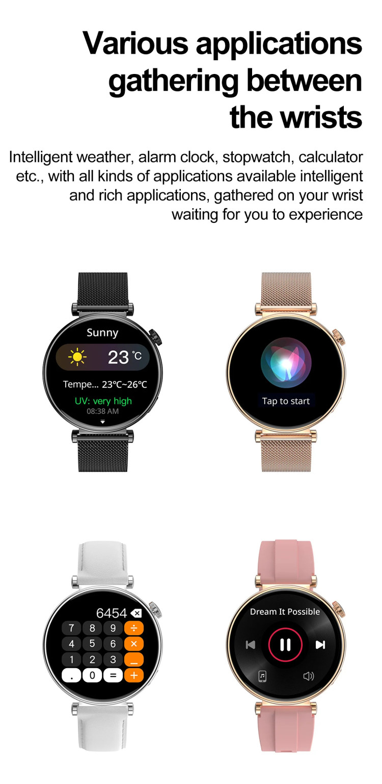 Смарт-годинник Women's Smart Device 20 gold steel, 2 ремінці  - 