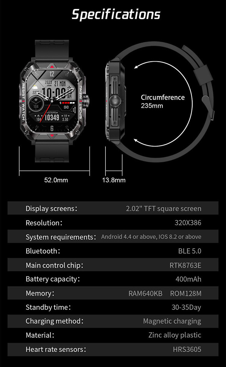 Смарт-годинник протиударний Smart Device 101 black+gold - 