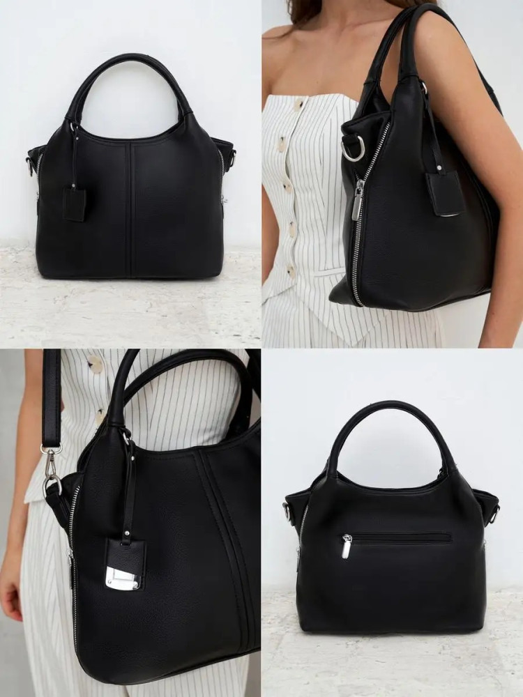 Жіноча сумка крос-боді через плече чорна середня Milano - 