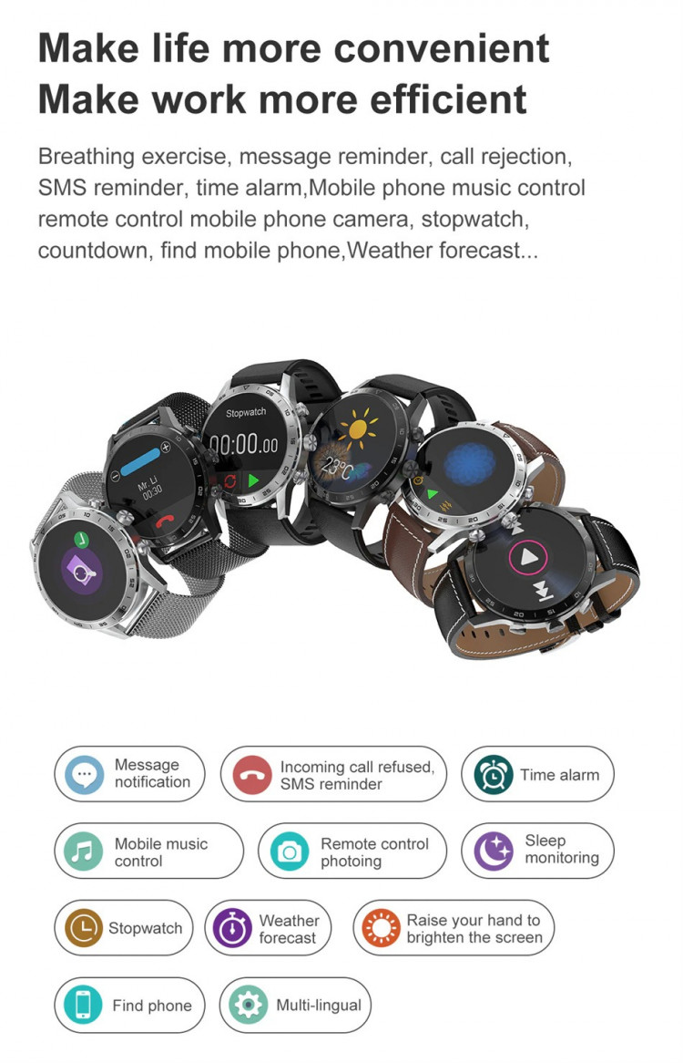 Смарт-годинник Smart Device 93 silver steel, 3 ремінці - 