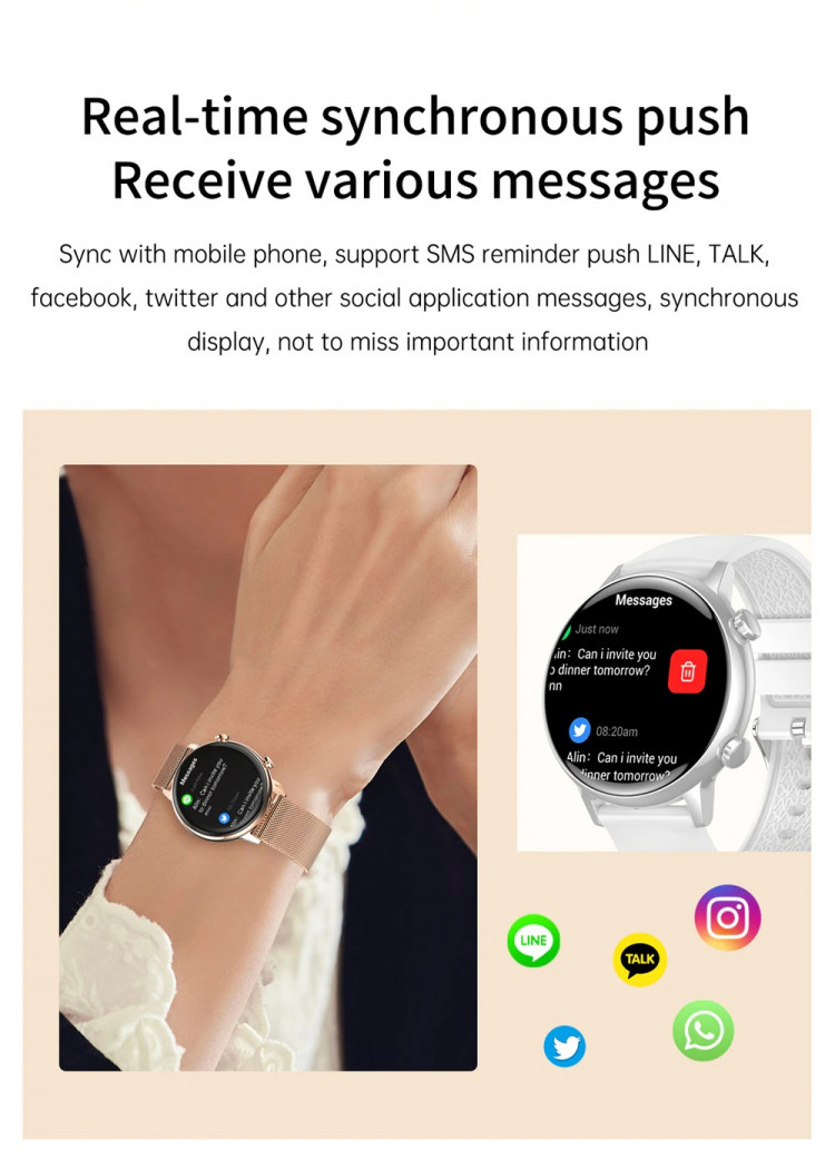 Смарт-годинник Women's Smart Device 8 gold steel - 
