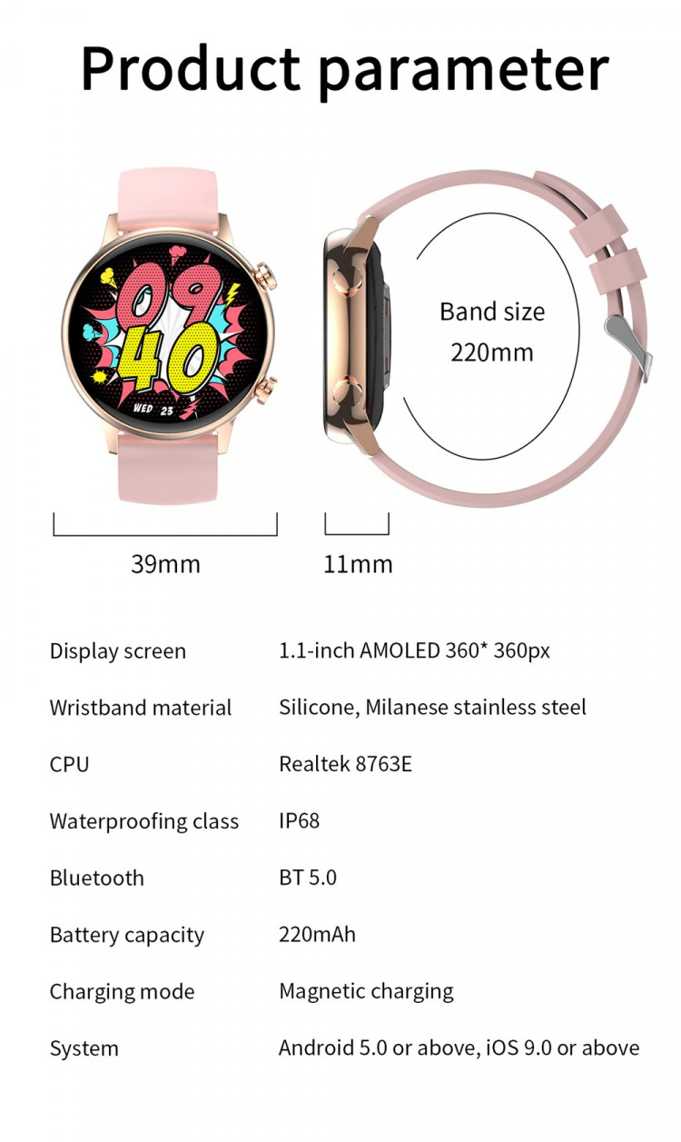 Смарт-годинник Women's Smart Device 8 gold steel - 