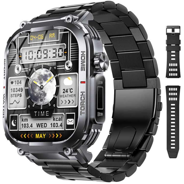 Смарт-годинник протиударний Smart Device 32 black steel, 2 ремінці