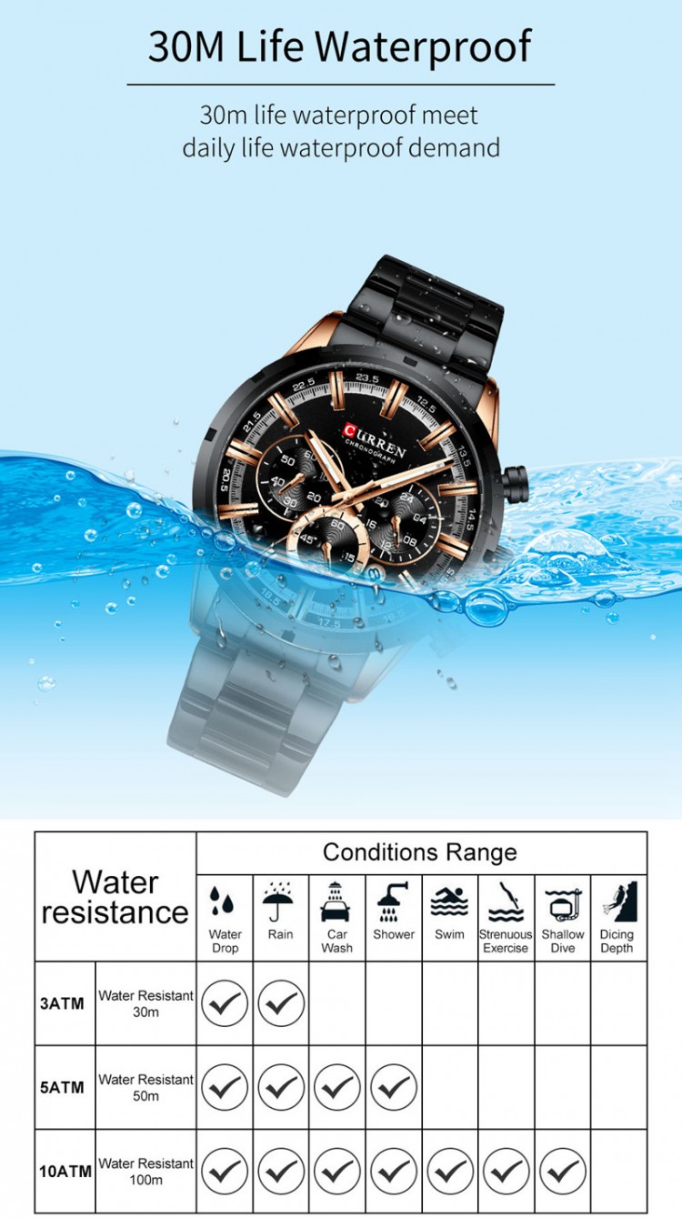 Чоловічий годинник CURREN black+gold - 