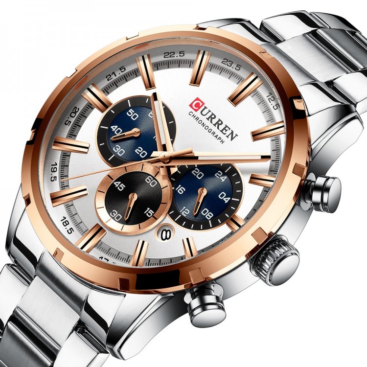 Чоловічий годинник CURREN silver+white