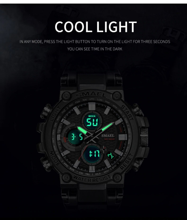 Чоловічий годинник SMAEL black+black - 