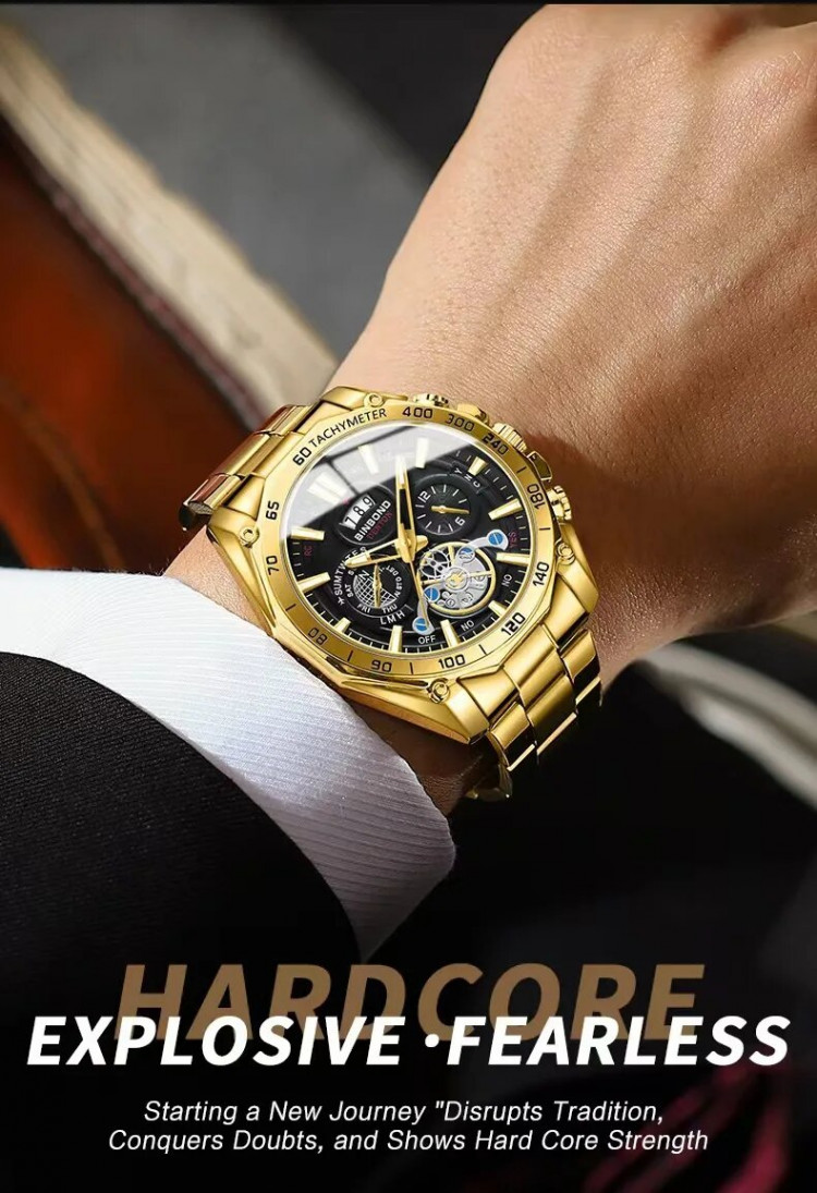 Чоловічий годинник BINBOND gold  - 