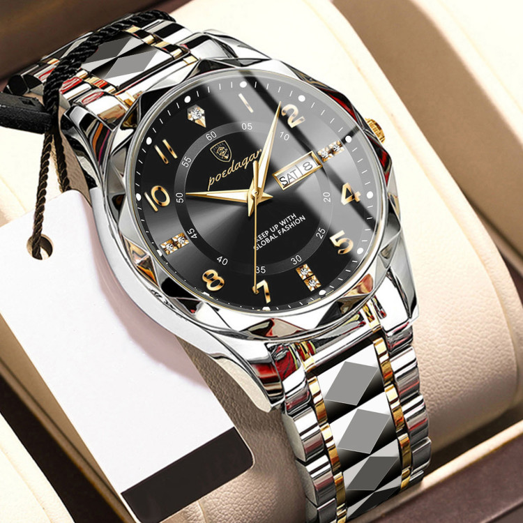 Чоловічий годинник POEDAGAR silver+black