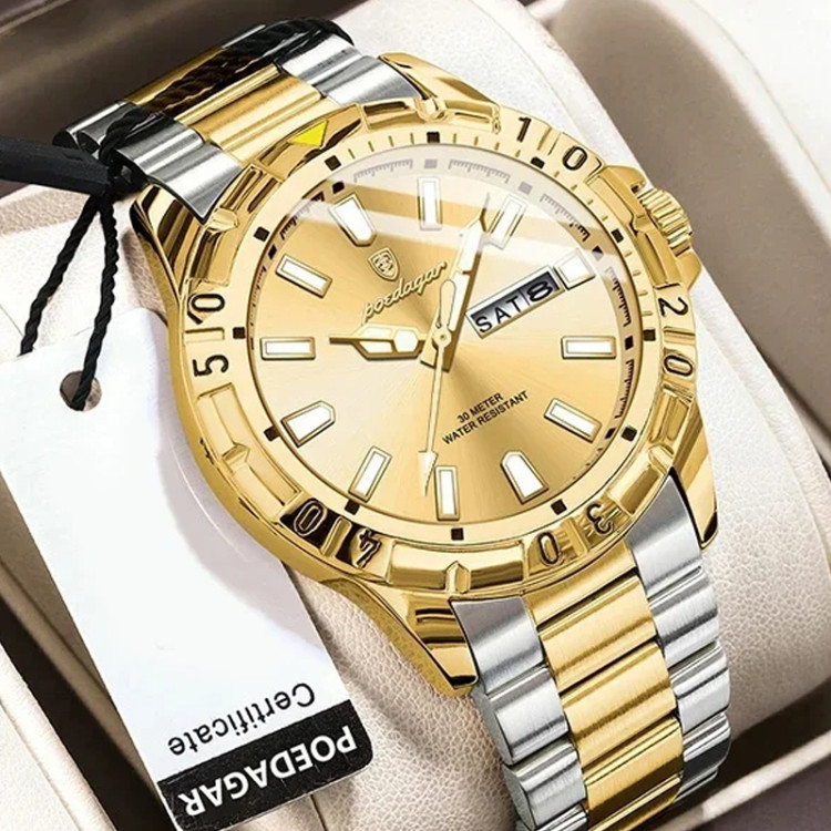 Чоловічий годинник Poedagar silver + gold
