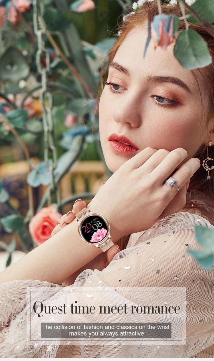 Смарт-годинник Women's Smart Device 6 gold шкіряний ремінець - 