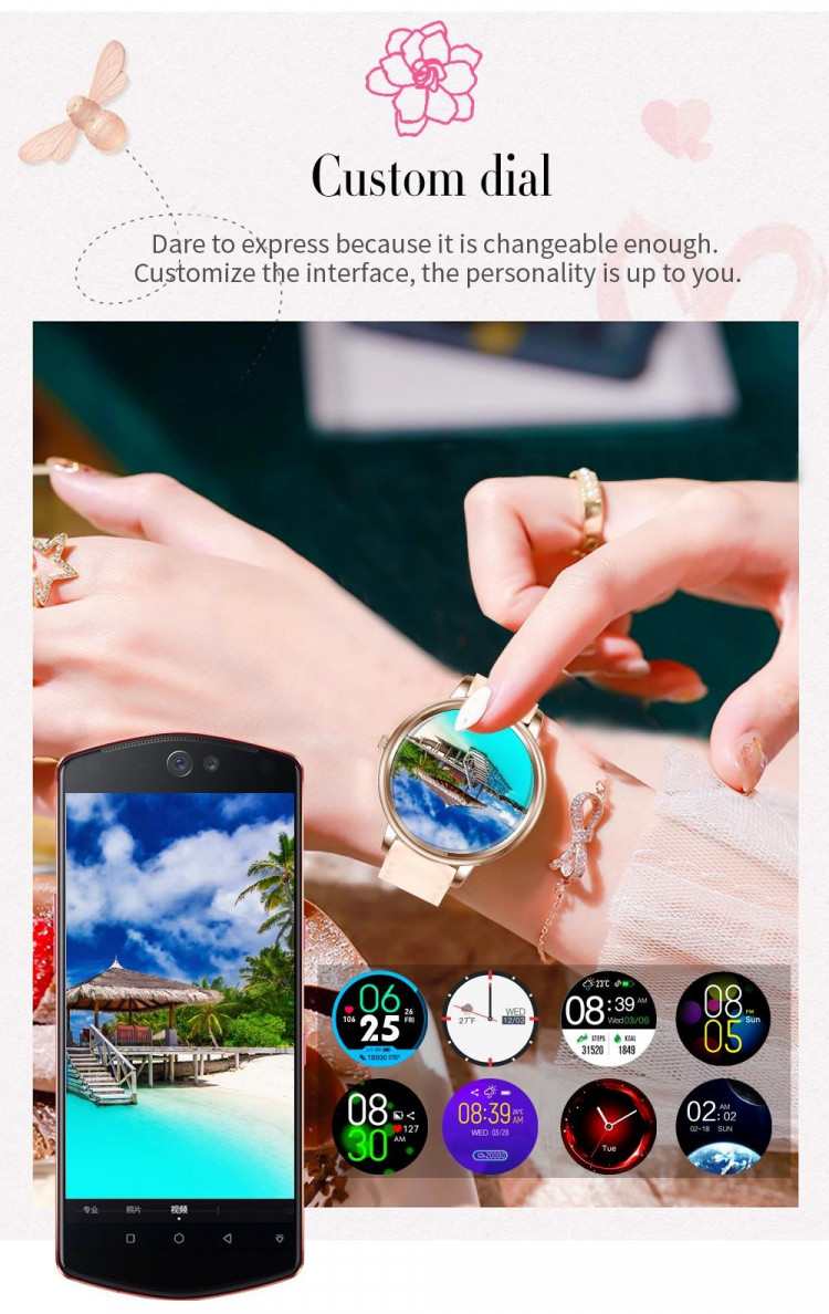 Смарт-годинник Women's Smart Device 6 gold шкіряний ремінець - 