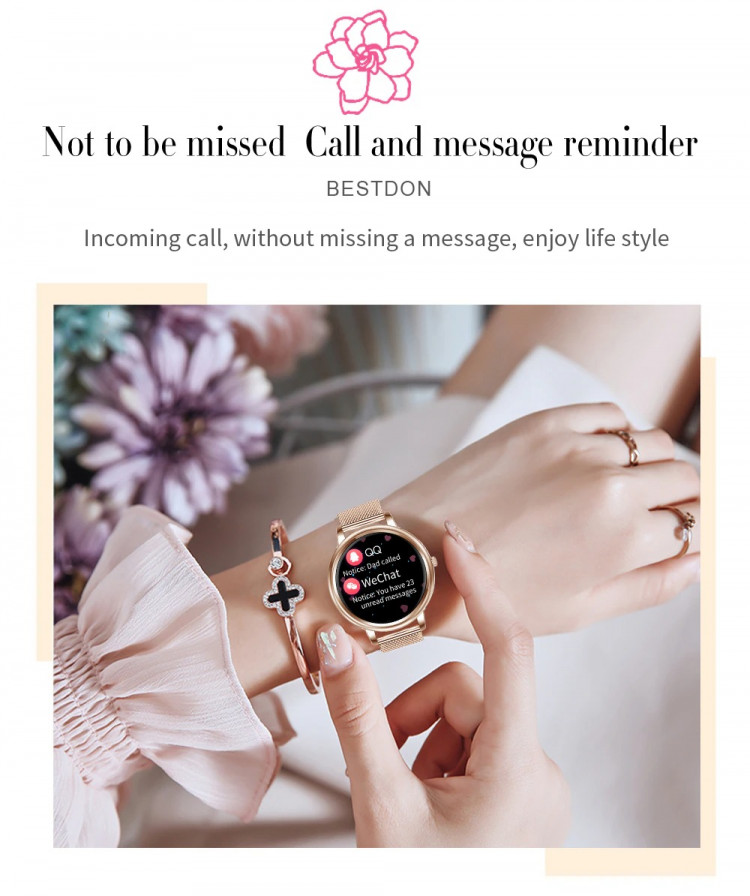 Смарт-годинник Women's Smart Device 6 gold шкіряний ремінець - 