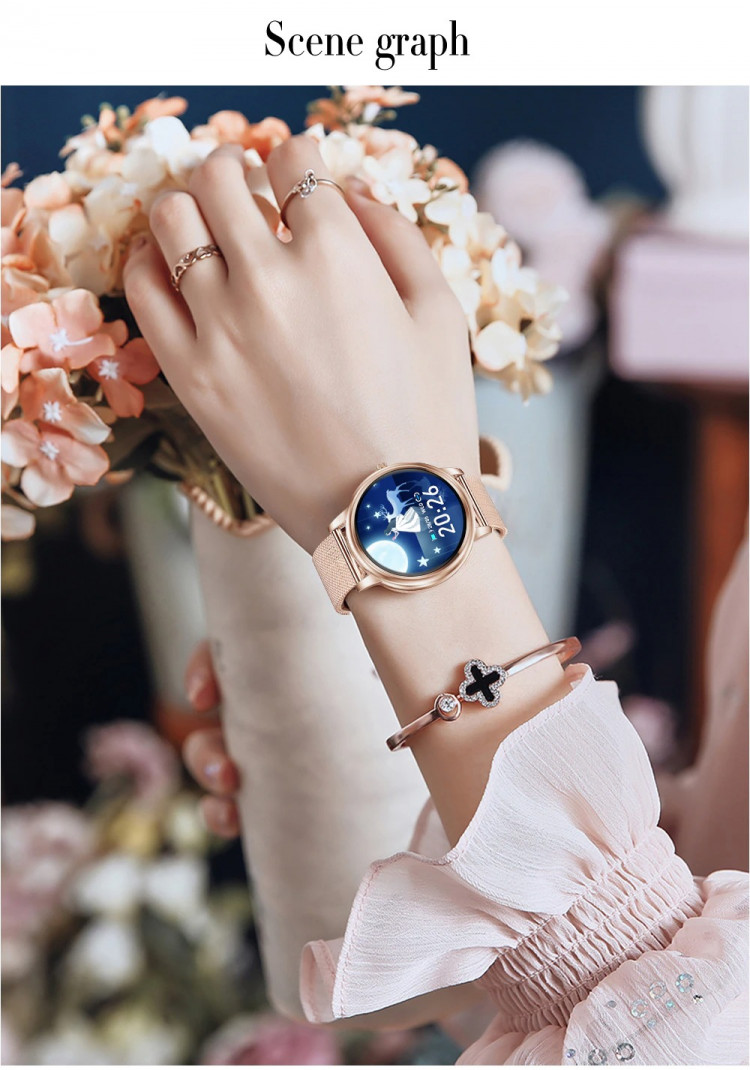 Смарт-годинник Women's Smart Device 6 gold шкіряний ремінець - 