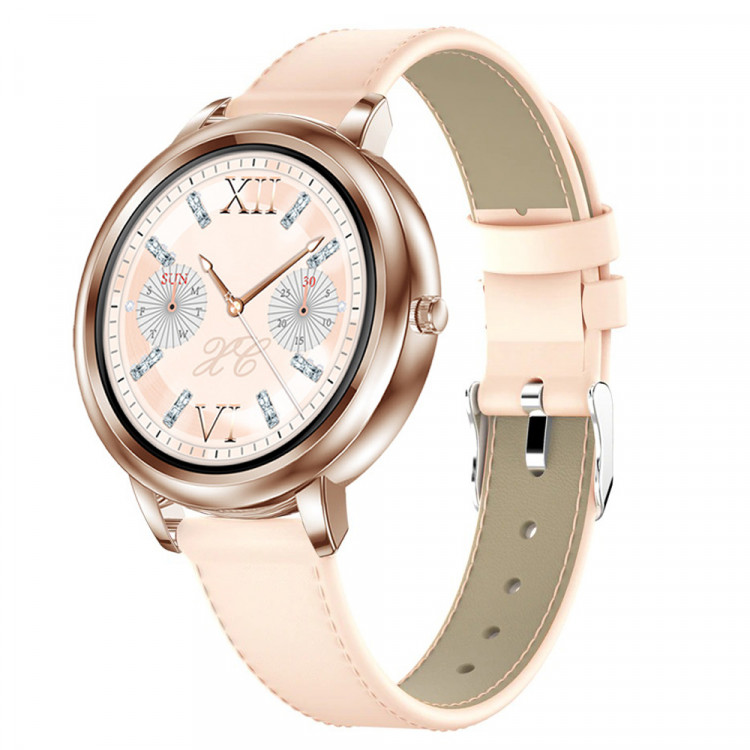 Смарт-годинник Women's Smart Device 6 gold шкіряний ремінець - 