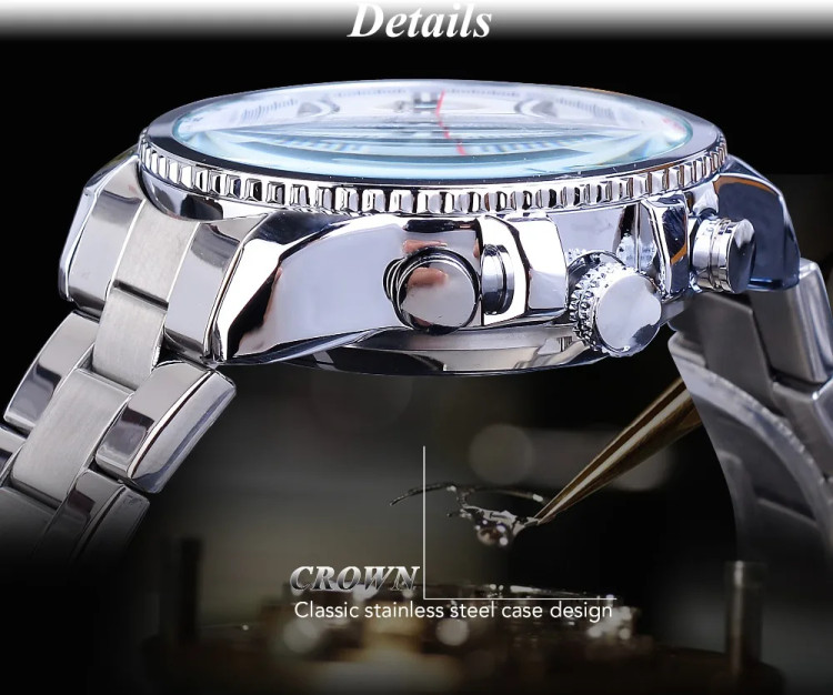 Чоловічий годинник механічний Forsining silver+white - 