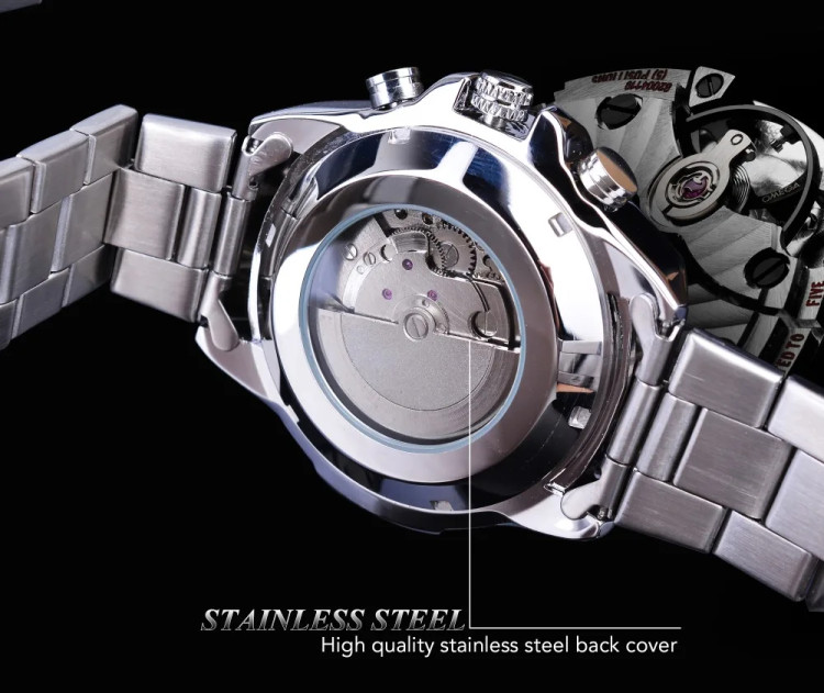 Чоловічий годинник механічний Forsining silver+white - 