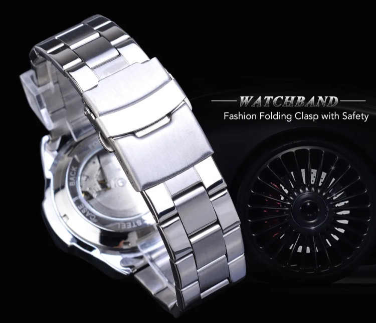 Чоловічий годинник механічний Forsining silver+white - 