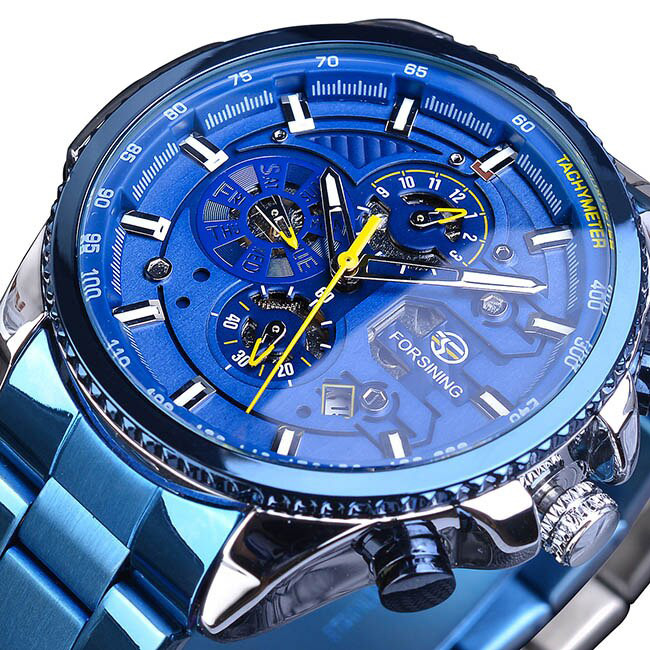 Чоловічий годинник механічний Forsining blue 