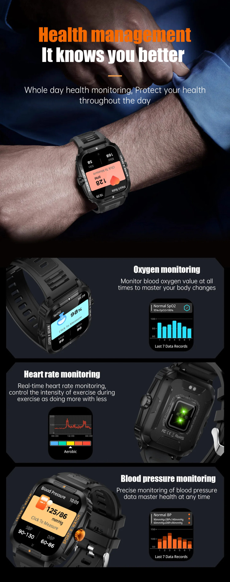 Смарт-годинник протиударний Smart Device 18 black - 