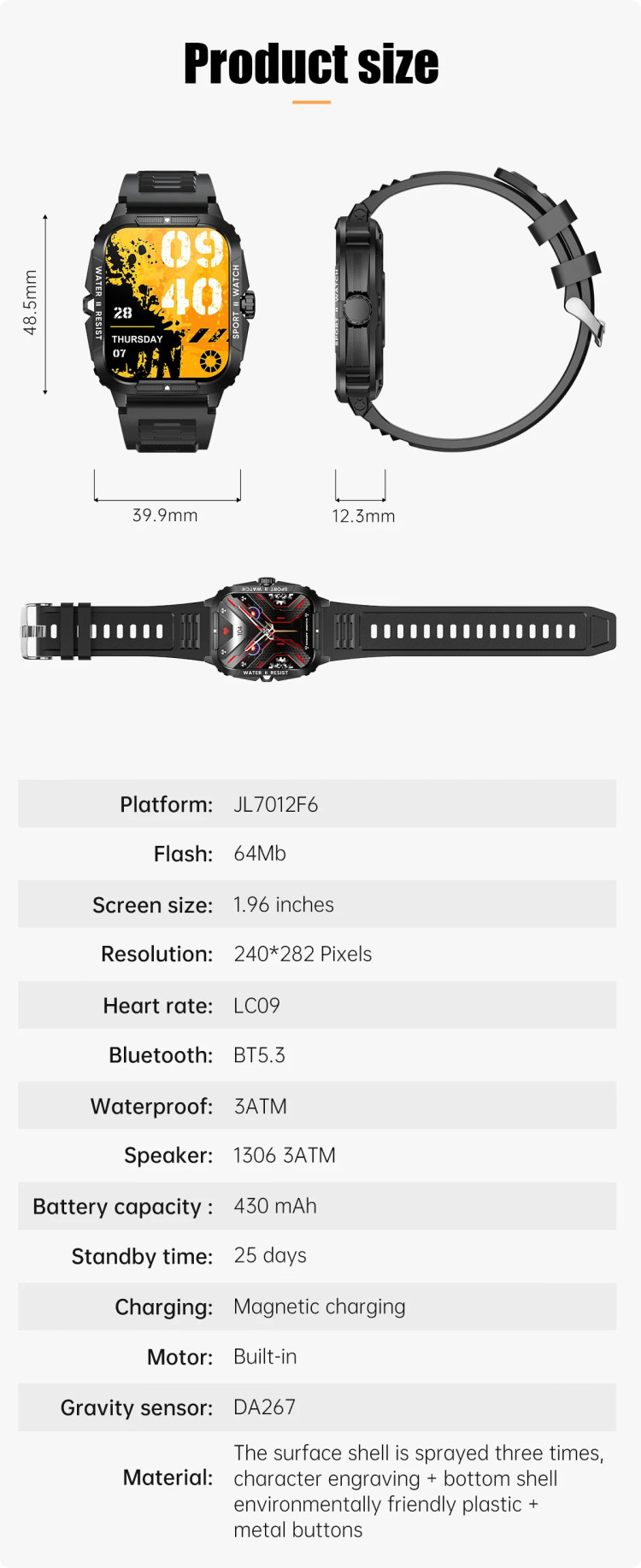 Смарт-годинник протиударний Smart Device 18 black - 