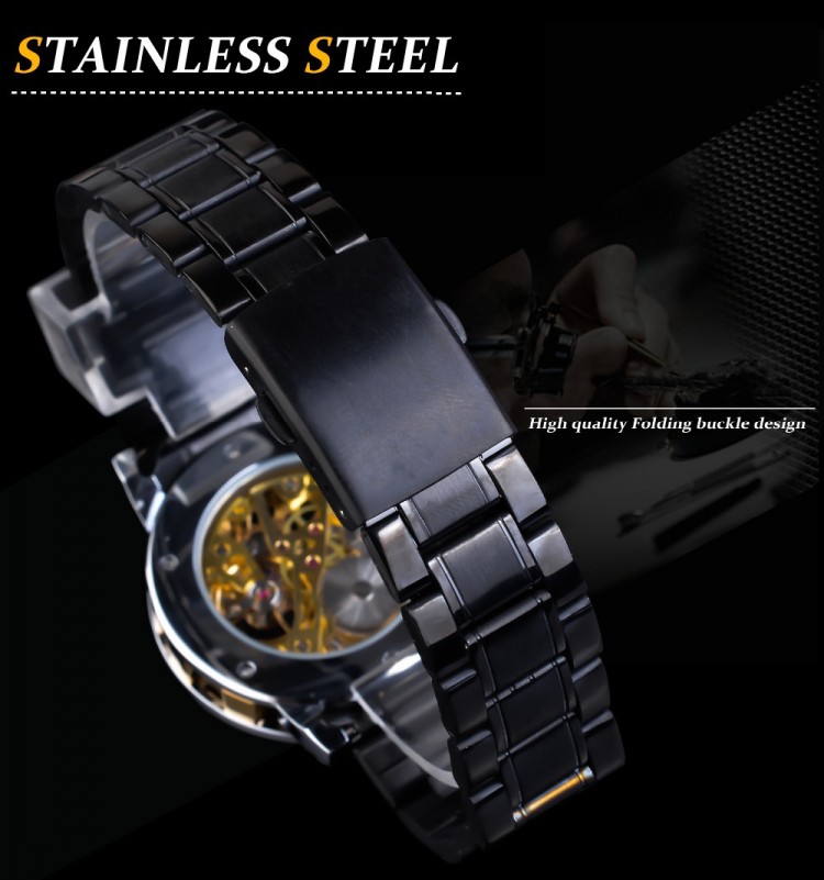 Чоловічий годинник механічний WINNER gold+black - 