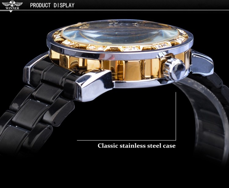 Чоловічий годинник механічний WINNER gold+black - 