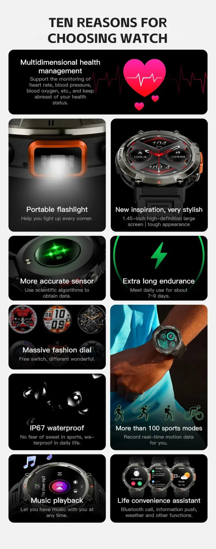 Смарт-годинник протиударний Smart Device 19 black - 