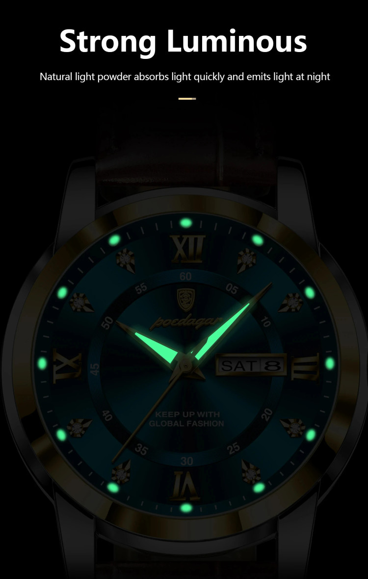 Чоловічий годинник Poedagar gold + silver + blue - 