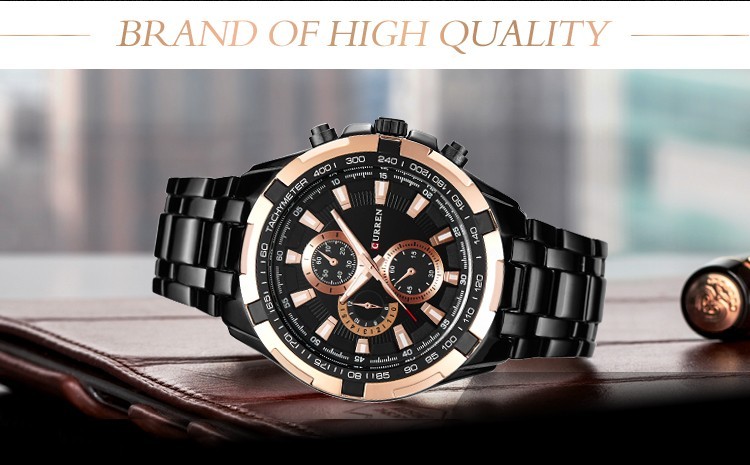 Чоловічий годинник CURREN black+gold - 