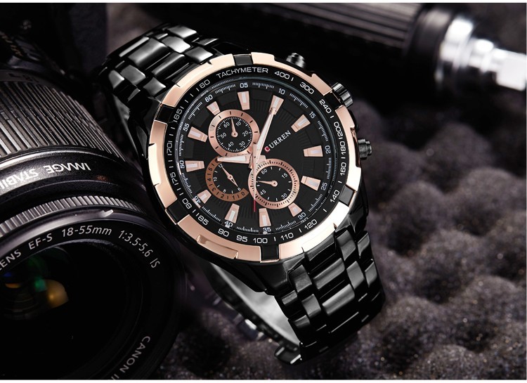 Чоловічий годинник CURREN black+gold - 