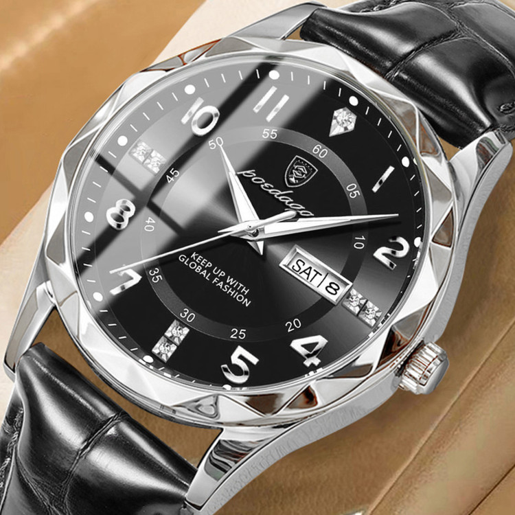 Чоловічий годинник Poedagar silver + black