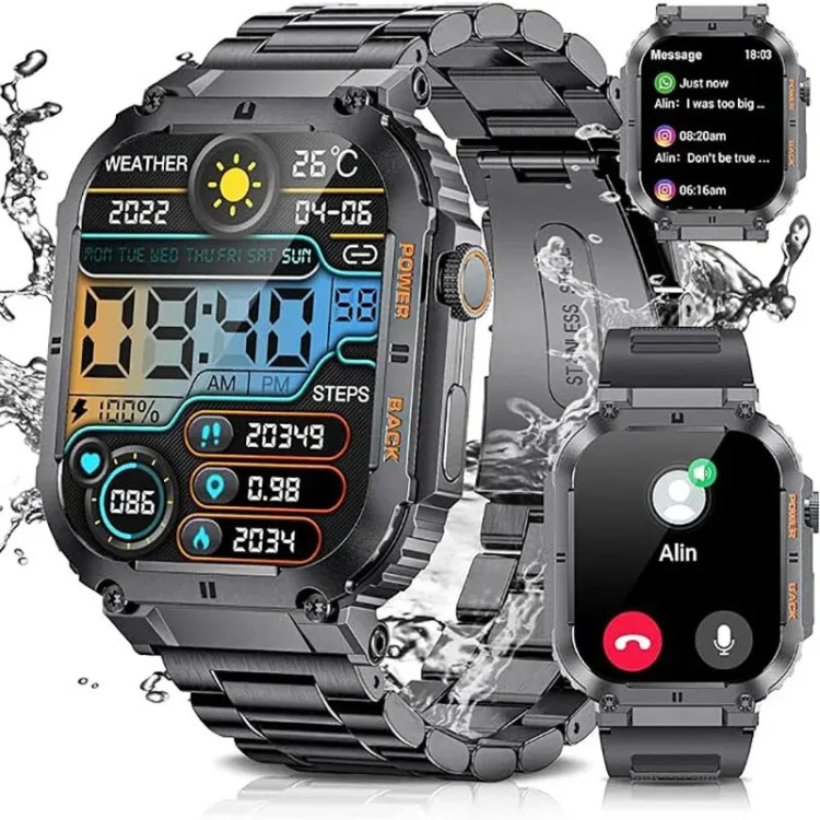 Смарт-годинник протиударний Smart Device 21 black steel, 2 ремінці