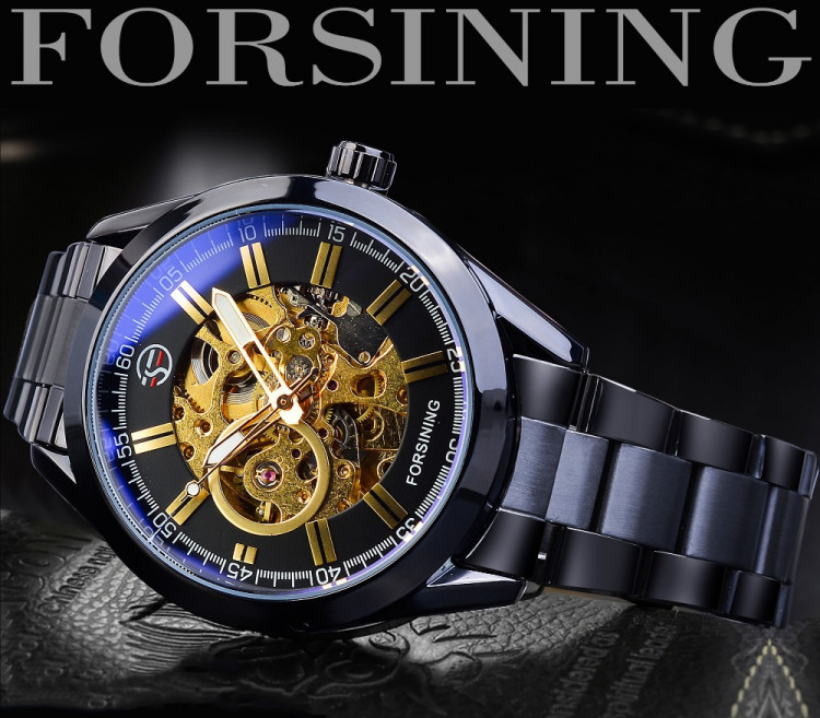 Чоловічий годинник механічний Forsining black - 