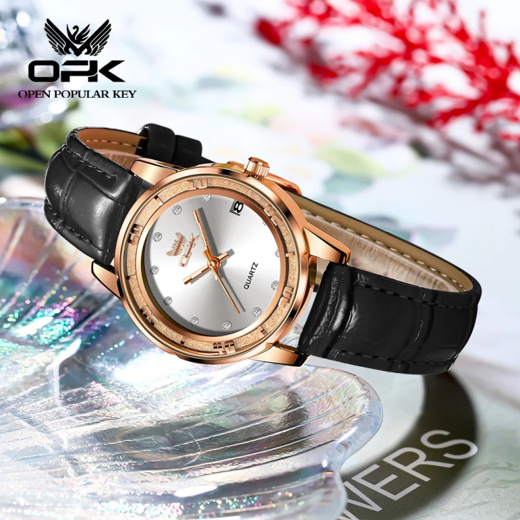 Жіночий годинник Open Popular Key black + gold - 
