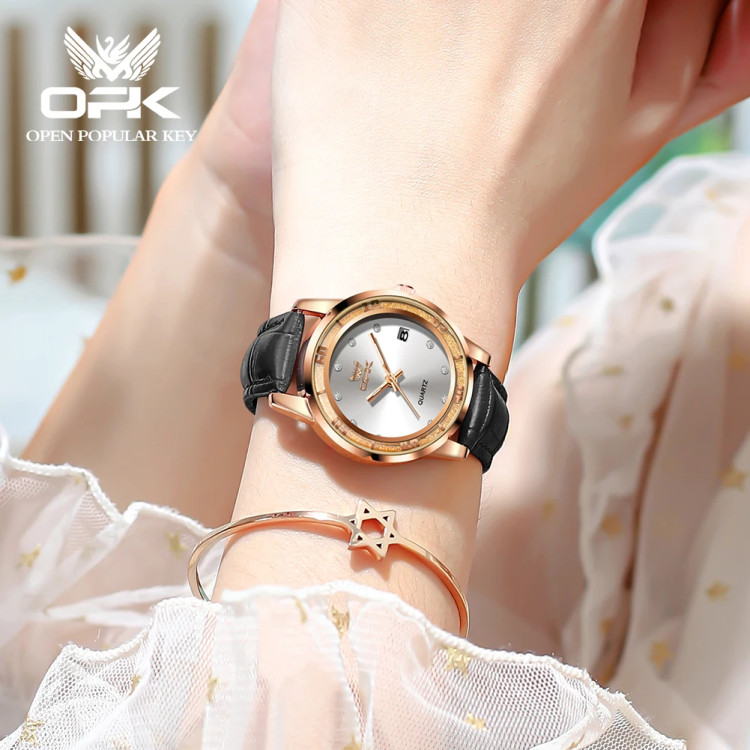 Жіночий годинник Open Popular Key black + gold - 