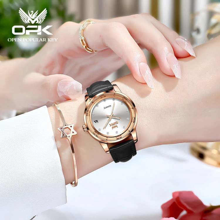 Жіночий годинник Open Popular Key black + gold - 