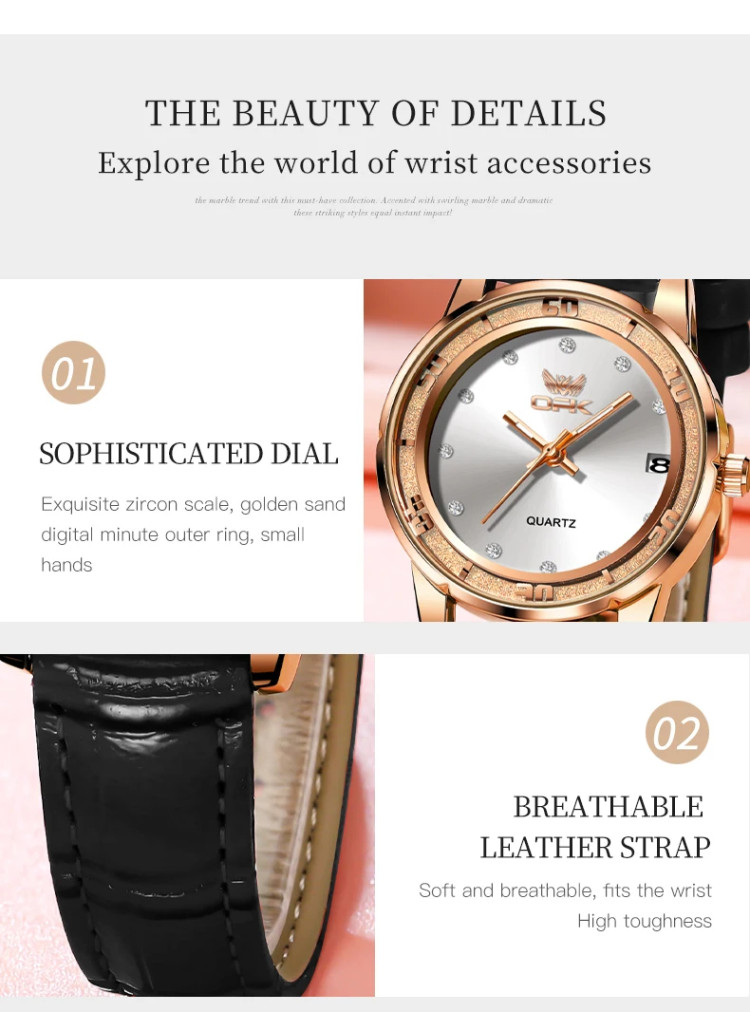 Жіночий годинник Open Popular Key black + gold - 