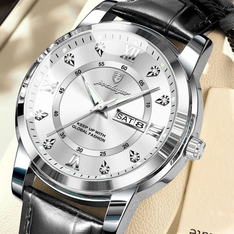 Чоловічий годинник Poedagar silver + white