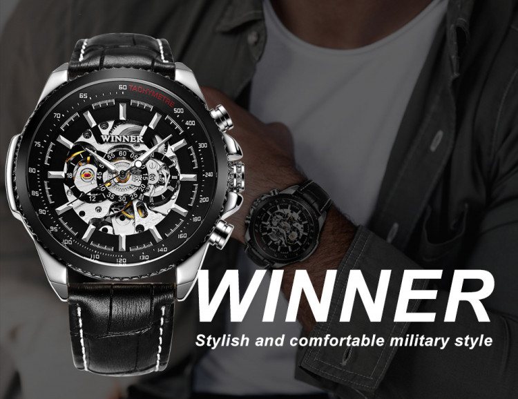 Чоловічий годинник механічний WINNER silver  - 