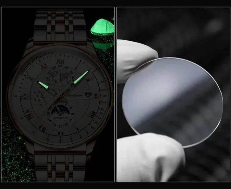 Чоловічий годинник POEDAGAR silver + gold  - 